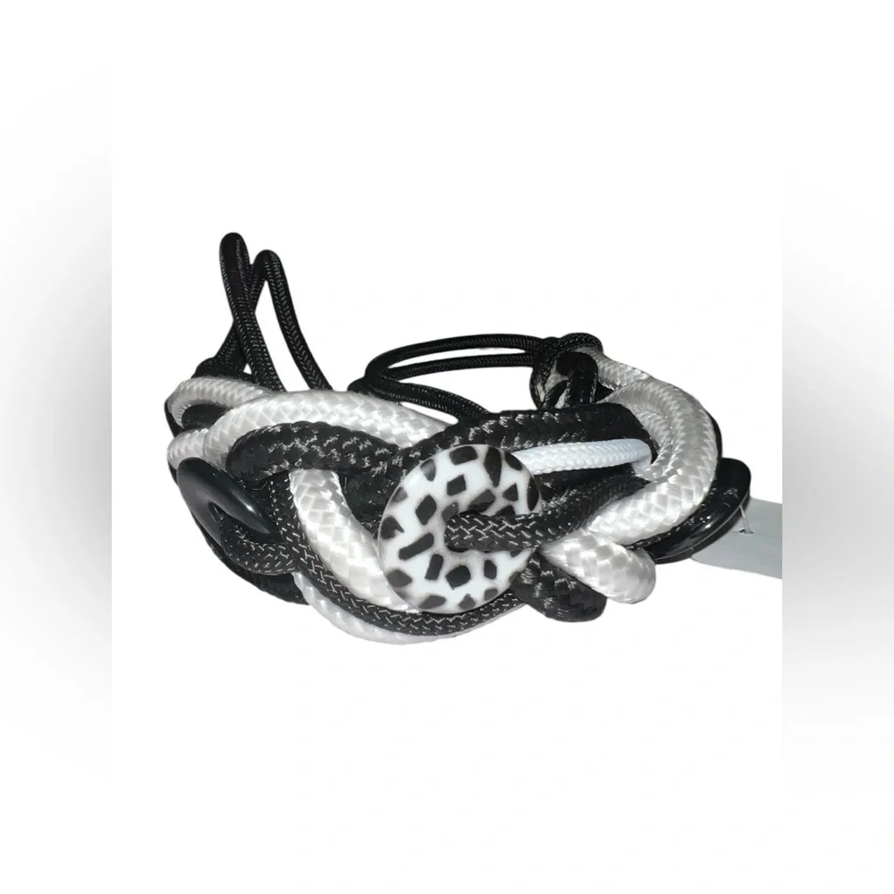 Black And White Rope Belt With‎ Buttons Size Large